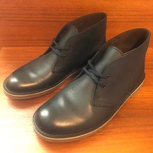Navy Blue Leather Clarks